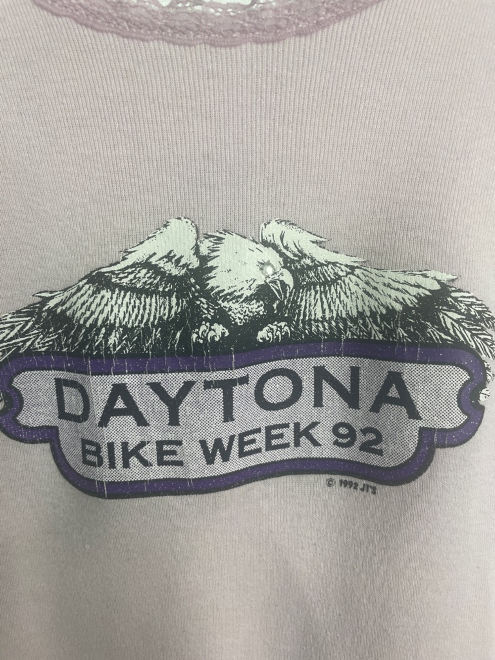 1992 Daytona Graphic Lace-Trim Tank Top - Lavender.